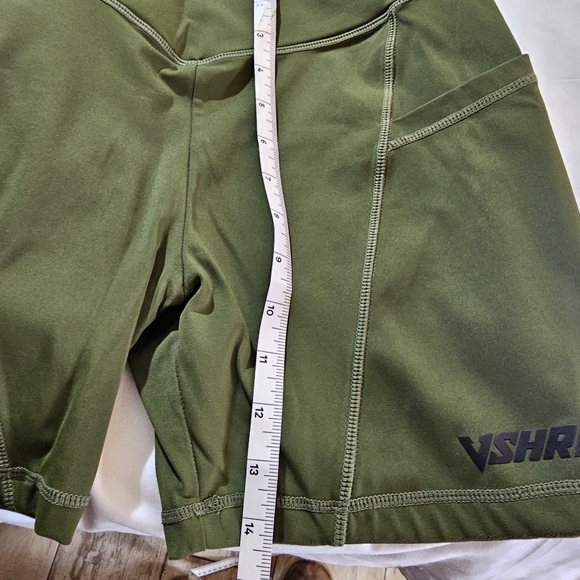 2 Pairs Olive Green Women's Athletic Shorts - Picture 9 of 11